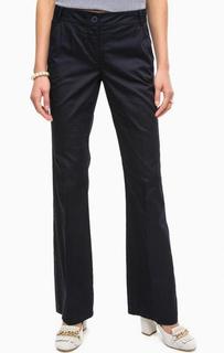 Расклешенные синие хлопковые брюки на молнии Pennyblack