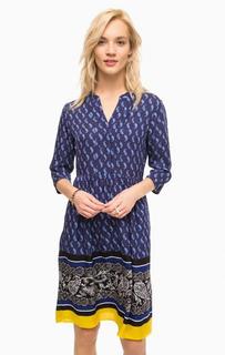 Платье из вискозы синего цвета с принтом Pennyblack