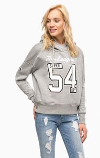 Серая толстовка с карманами и капюшоном Superdry