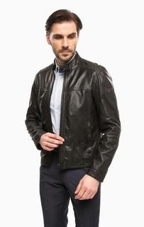 Черная кожаная куртка на молнии Strellson