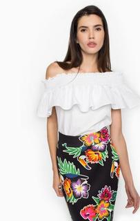 Белая хлопковая блуза с оборками Pinko