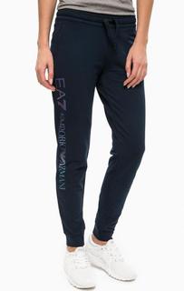 Зауженные синие брюки из хлопка EA7