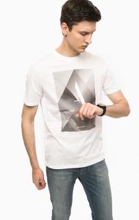 Белая хлопковая футболка с принтом Armani Jeans