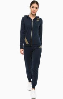 Синий хлопковый костюм с капюшоном EA7