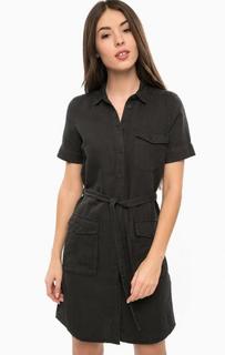 Черное платье-рубашка с накладными карманами Mavi
