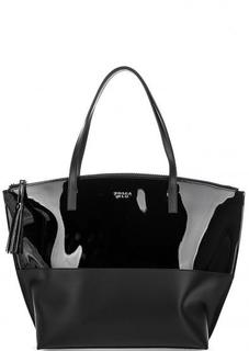 Вместительная черная кожаная сумка Tosca BLU