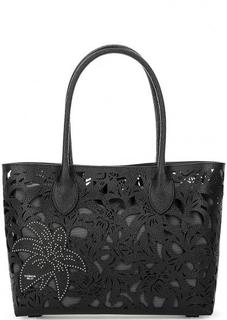 Сумка из натуральной кожи с декоративной перфорацией Tosca BLU