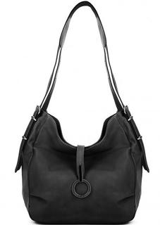 Черная кожаная сумка с длинной ручкой Tosca BLU