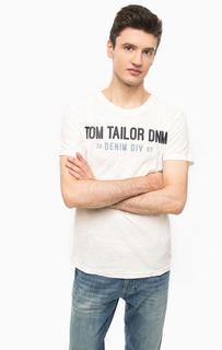 Белая футболка с контрастным принтом Tom Tailor Denim