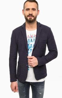 Синий трикотажный пиджак на пуговицах Gaudi