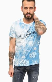 Синяя футболка с цветочным принтом Gaudi