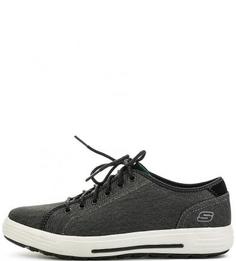 Серые текстильные кеды на шнурках Skechers