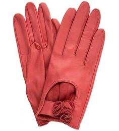 Красные перчатки из натуральной кожи Eleganzza