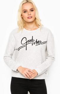 Серый хлопковый свитшот с клеевым декором Pepe Jeans