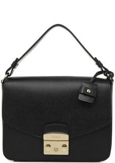 Черная кожаная сумка с ручкой Furla
