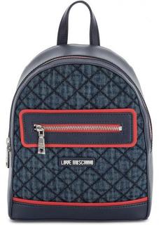 Маленький текстильный рюкзак в клетку Love Moschino