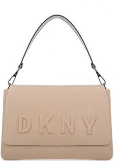 Кожаная сумка с логотипом бренда Dkny
