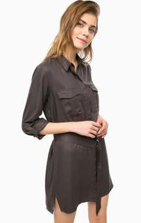 Серое платье-рубашка из вискозы B.Young