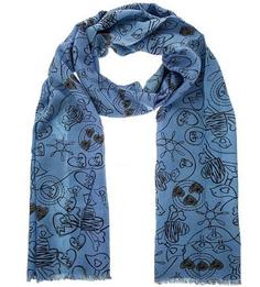 Синий шарф из шелка Eleganzza