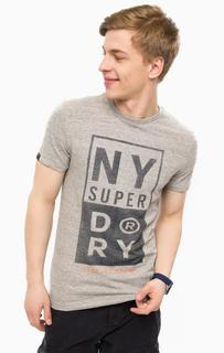 Хлопковая футболка серого цвета Superdry