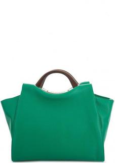 Зеленая кожаная сумка на молнии Gironacci