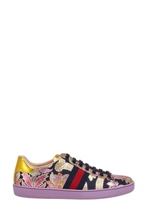 Кеды из кожи и шелка Gucci