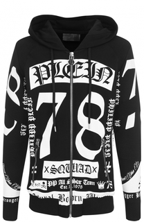 Хлопковая толстовка на молнии с капюшоном Philipp Plein