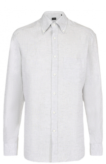 Льняная рубашка с воротником button down Ermenegildo Zegna
