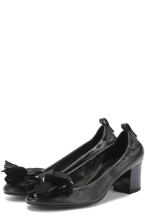 Кожаные туфли с цветочной аппликацией Lanvin