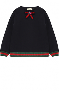 Свитшот с контрастными манжетами и брошью Gucci