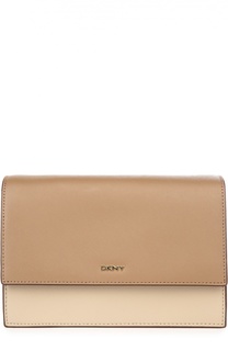 Кожаная сумка с контрастным клапаном DKNY
