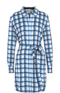 Шелковое платье-рубашка с принтом и поясом Diane Von Furstenberg