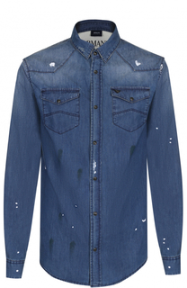 Джинсовая рубашка с контрастной отделкой Armani Jeans