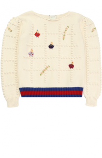 Пуловер фактурной вязки с принтом и контрастной отделкой Gucci