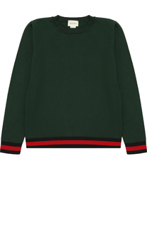 Хлопковый пуловер с контрастными манжетами Gucci