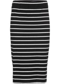 Трикотажная юбка с боковыми разрезами (черный/белый в полоску) Bonprix