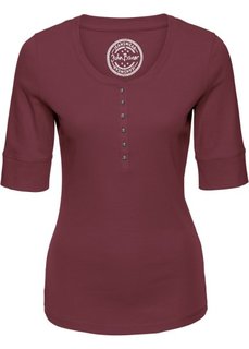 Футболка с коротким рукавом и линией пуговиц (бордовый) Bonprix