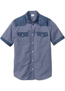 Джинсовая рубашка с коротким рукавом Regular Fit (синий) Bonprix