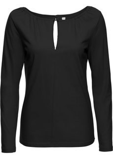 Футболка с разрезами спереди и сзади (черный) Bonprix