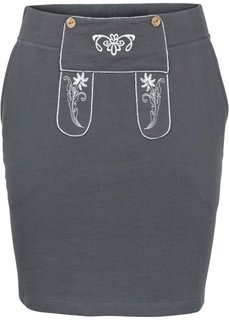 Трикотажная юбка с вышивкой (дымчато-серый меланж) Bonprix
