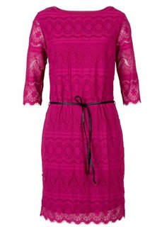 Трикотажное платье с кружевной отделкой (красная ягода) Bonprix