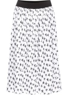 Плиссированная миди-юбка (белый/черный с рисунком) Bonprix