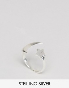 Серебряное незамкнутое кольцо с луной и звездой ASOS - Серебряный