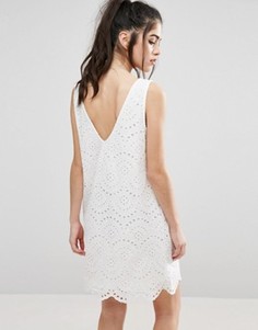 Платье с вышивкой ришелье и V-образным вырезом на спине Only Sisse - Белый