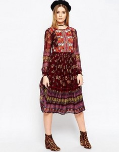 Платье миди с принтом и вышивкой ASOS PREMIUM - Мульти