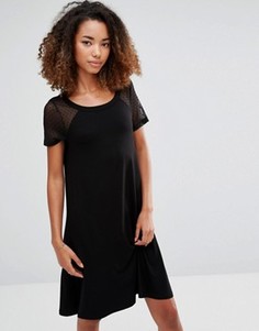 Свободное платье с сетчатыми рукавами в горошек Vero Moda - Черный