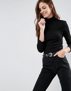 Джемпер в рубчик с отворачивающимся воротником Brave Soul - Черный