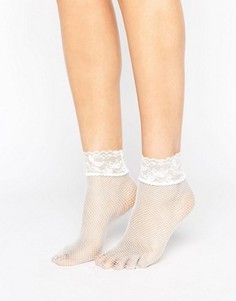Белые носки в сетку с кружевной отделкой ASOS - Белый