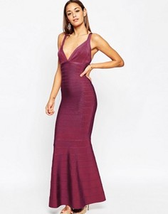 Бандажное платье макси с вырезом сердечком и юбкой-годе ASOS RED CARPET SCULPT Premium - Красный
