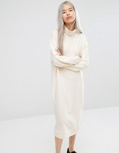 Свободное трикотажное платье Monki - Кремовый